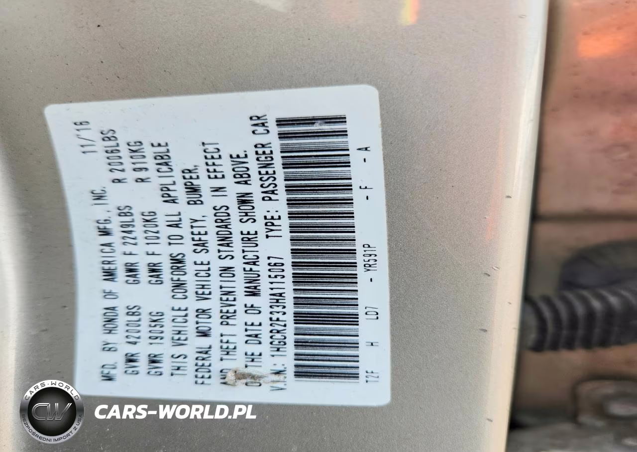 2017 Honda Accord Lx VIN:1HGCR2F33HA115067 - 13