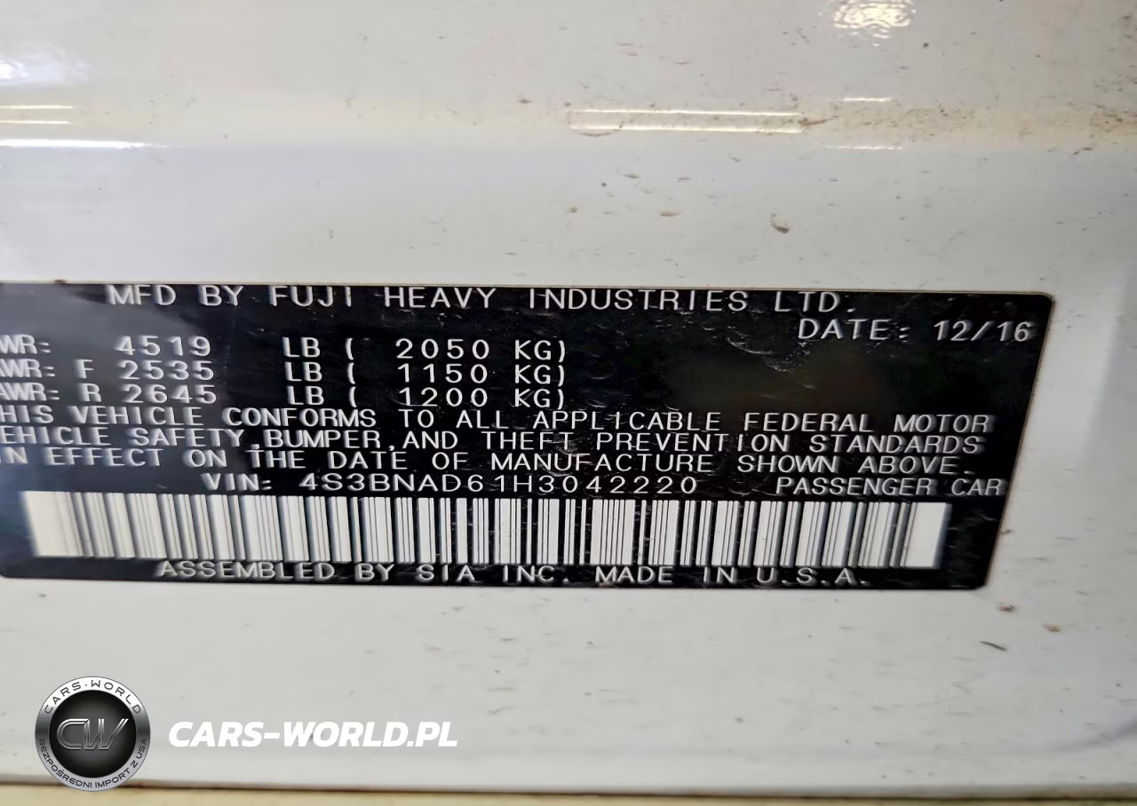 2017 Subaru Legacy 2.5I Premium VIN:4S3BNAD61H3042220 - 12