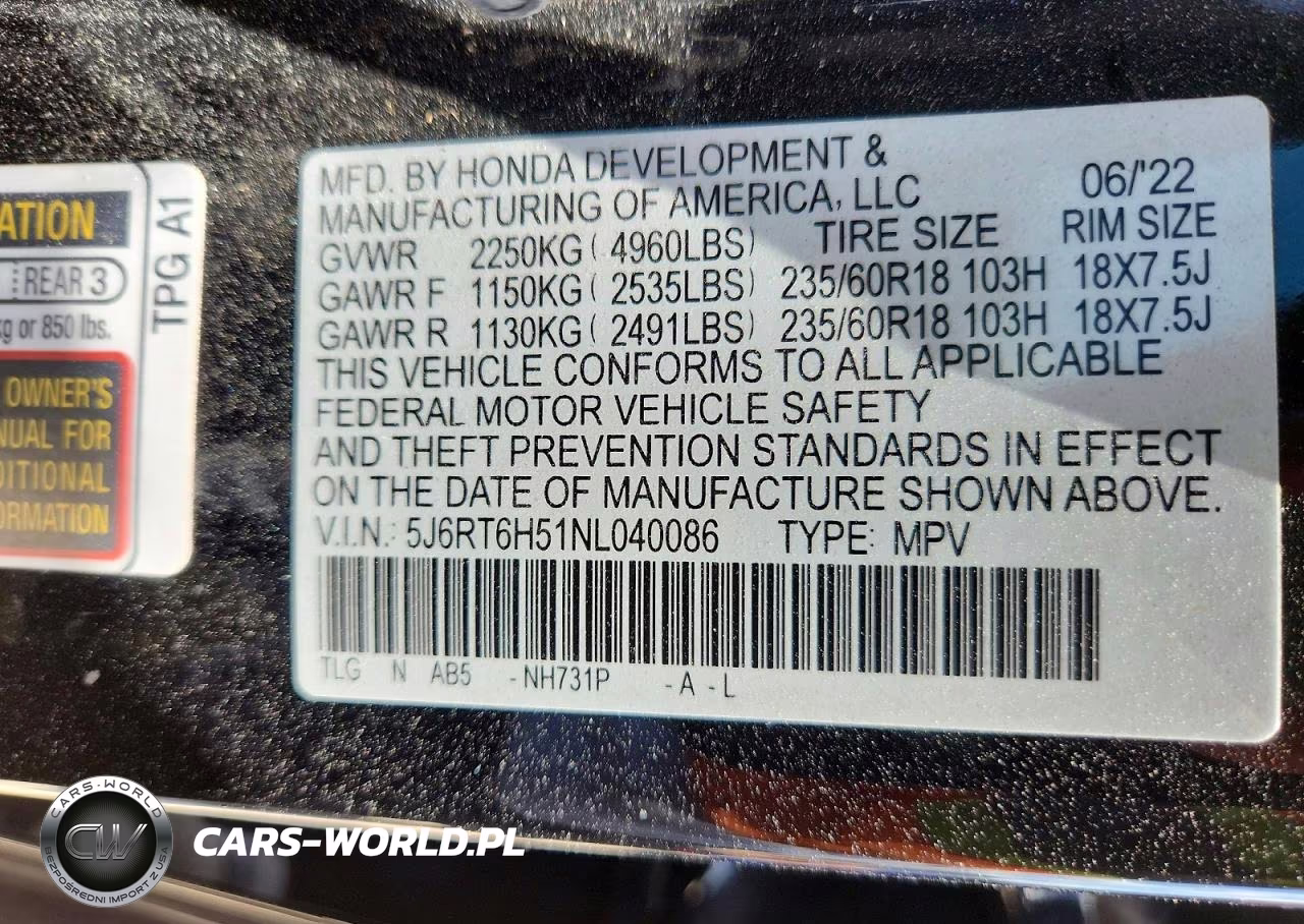 2022 Honda Cr-V Ex VIN:5J6RT6H51NL040086 - 14