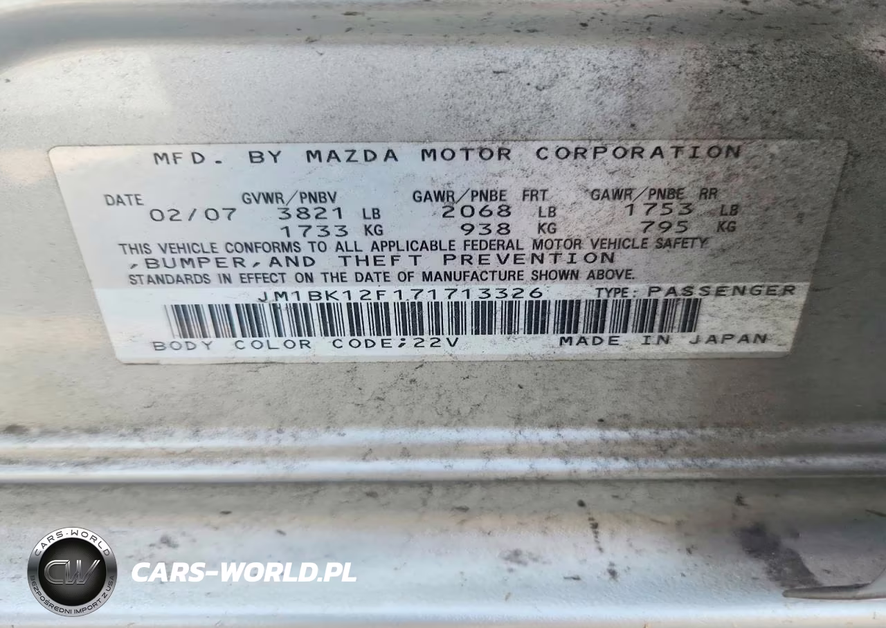 2007 Mazda 3 I VIN:JM1BK12F171713326 - 13