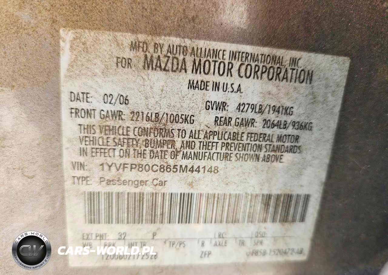 2006 Mazda 6 I VIN:1YVFP80C865M44148 - 12