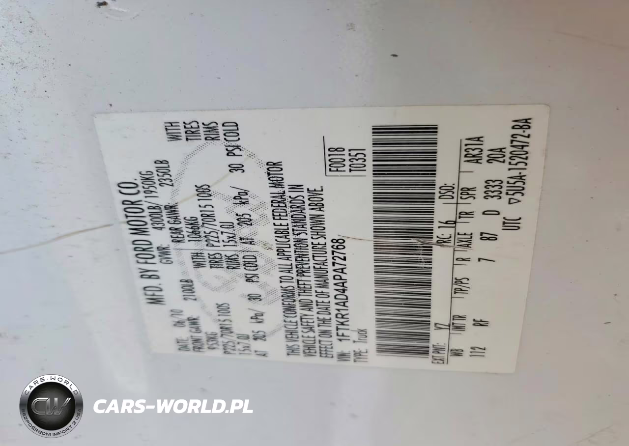 2010 Ford Ranger VIN:1FTKR1AD4APA72768 - 12