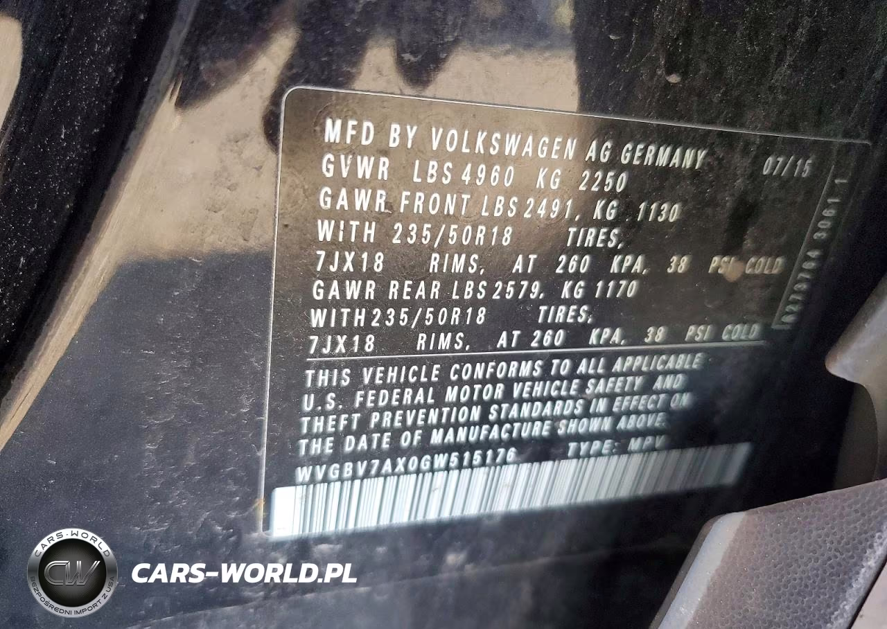 2016 Volkswagen Tiguan S VIN:WVGBV7AX0GW515176 - 13