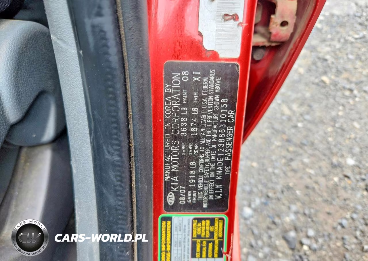 2008 Kia Rio Base VIN:KNADE123886310158 - 12