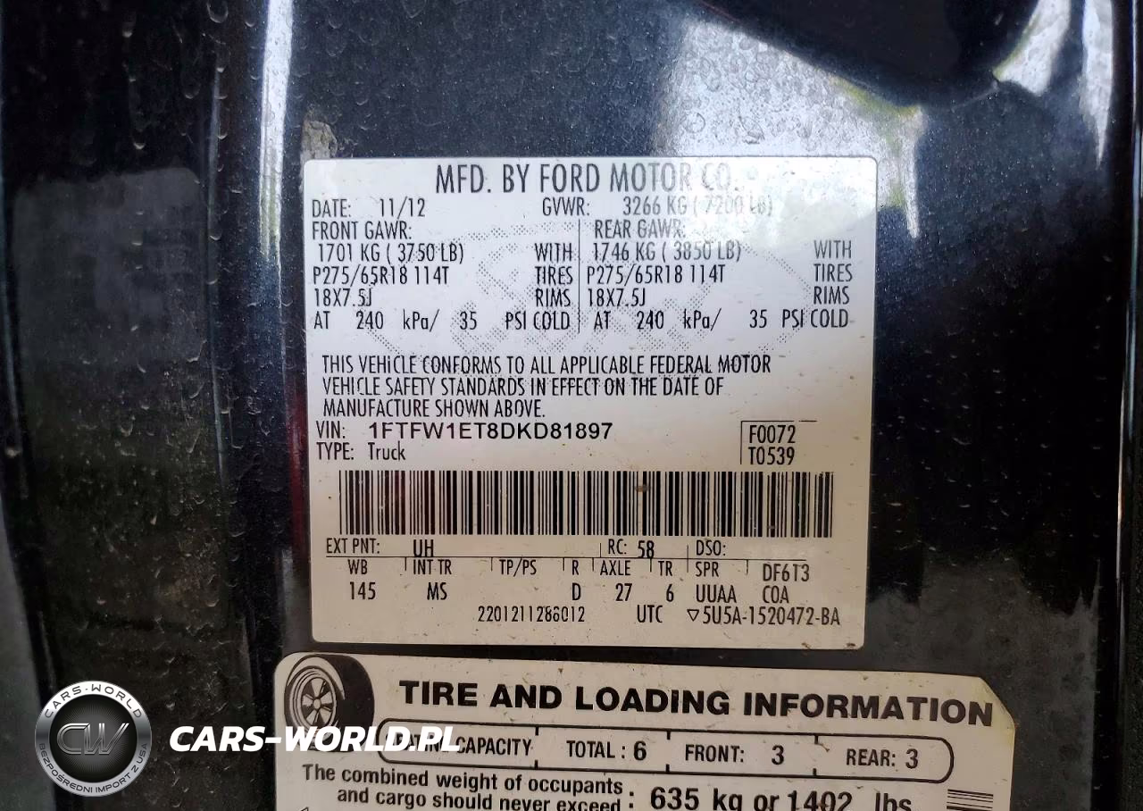 2013 Ford F150 Supercrew VIN:1FTFW1ET8DKD81897 - 12
