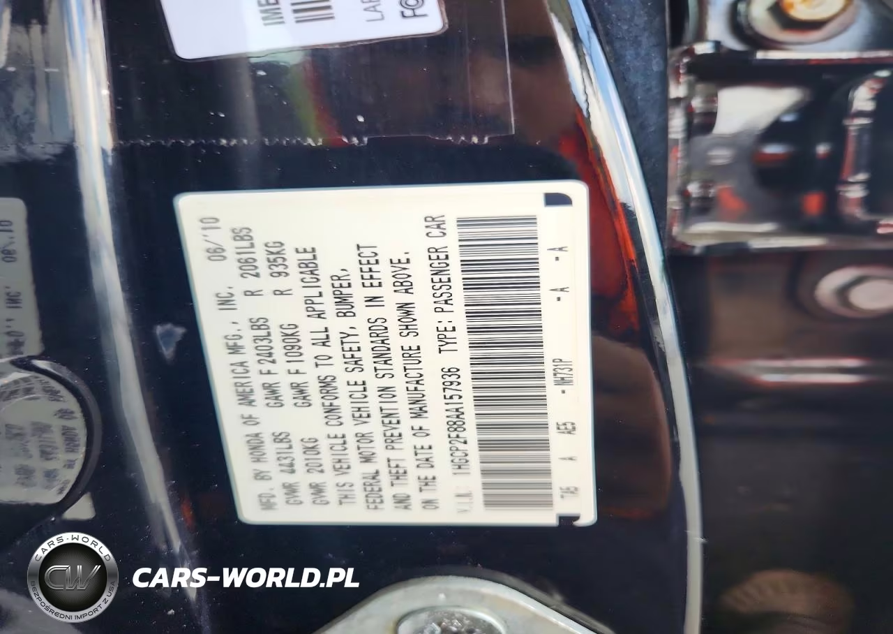 HONDA ACCORD EXL VIN:1HGCP2F88AA157936 - 12
