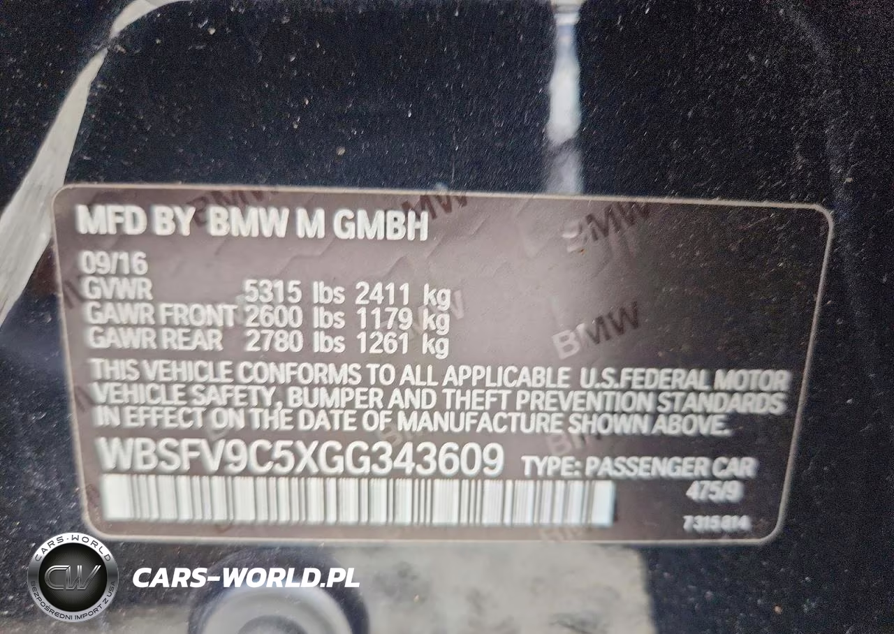 2016 BMW M5 VIN:WBSFV9C5XGG343609 - 12