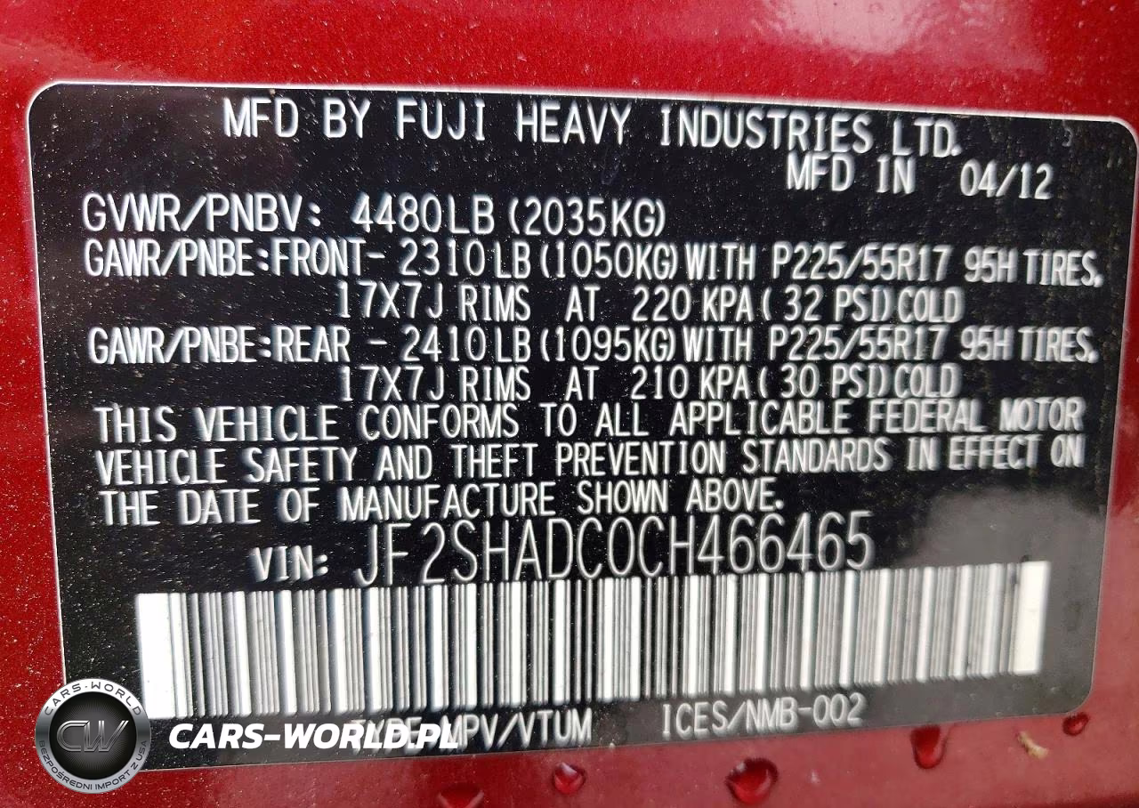 2012 Subaru Forester 2.5X Premium VIN:JF2SHADC0CH466465 - 12