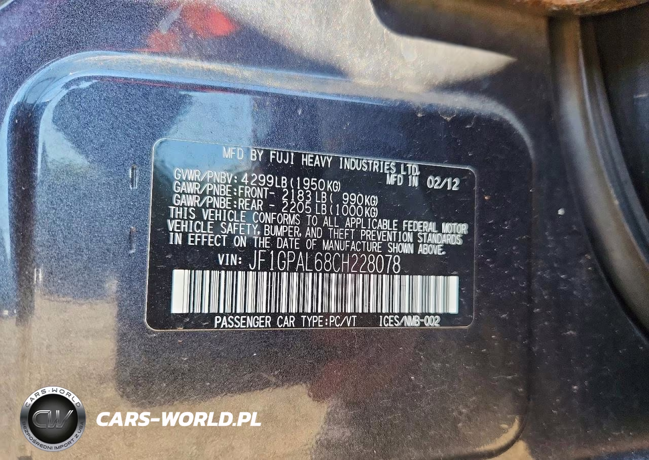2012 Subaru Impreza Sport Premium VIN:JF1GPAL68CH228078 - 12