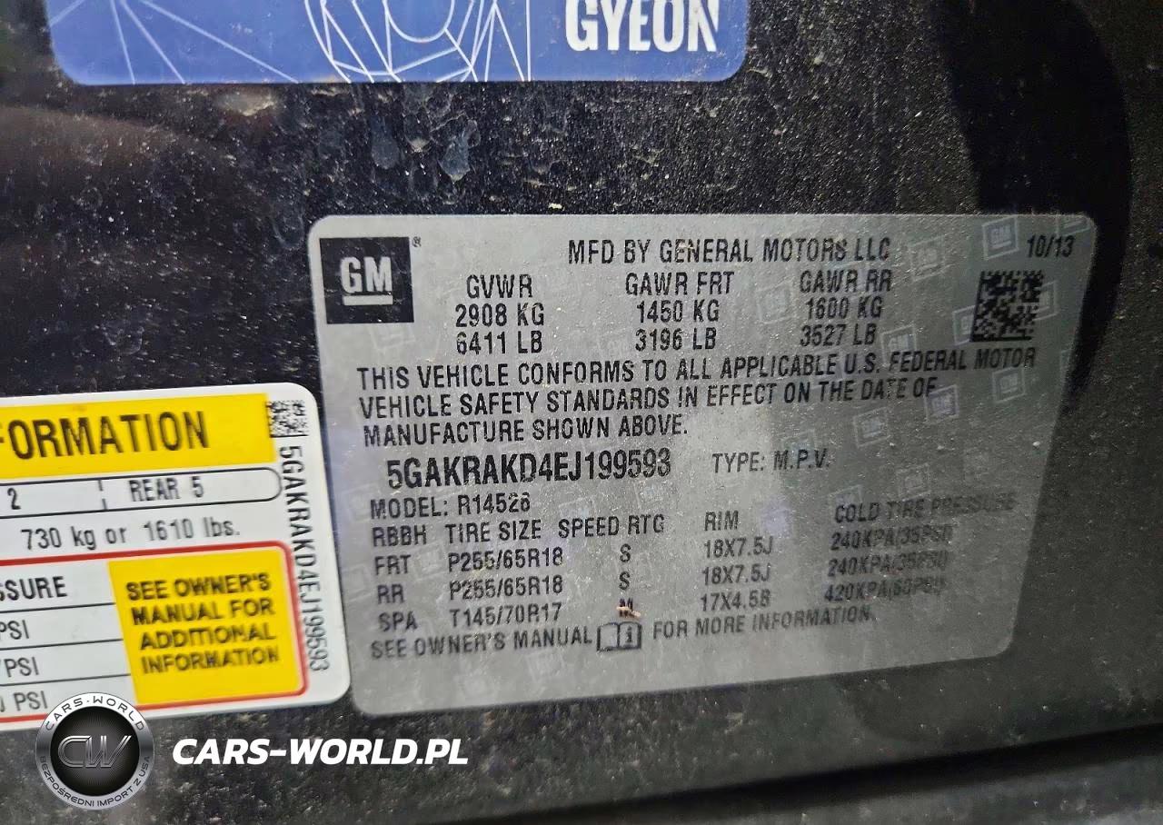 2014 Buick Enclave VIN:5GAKRAKD4EJ199593 - 13
