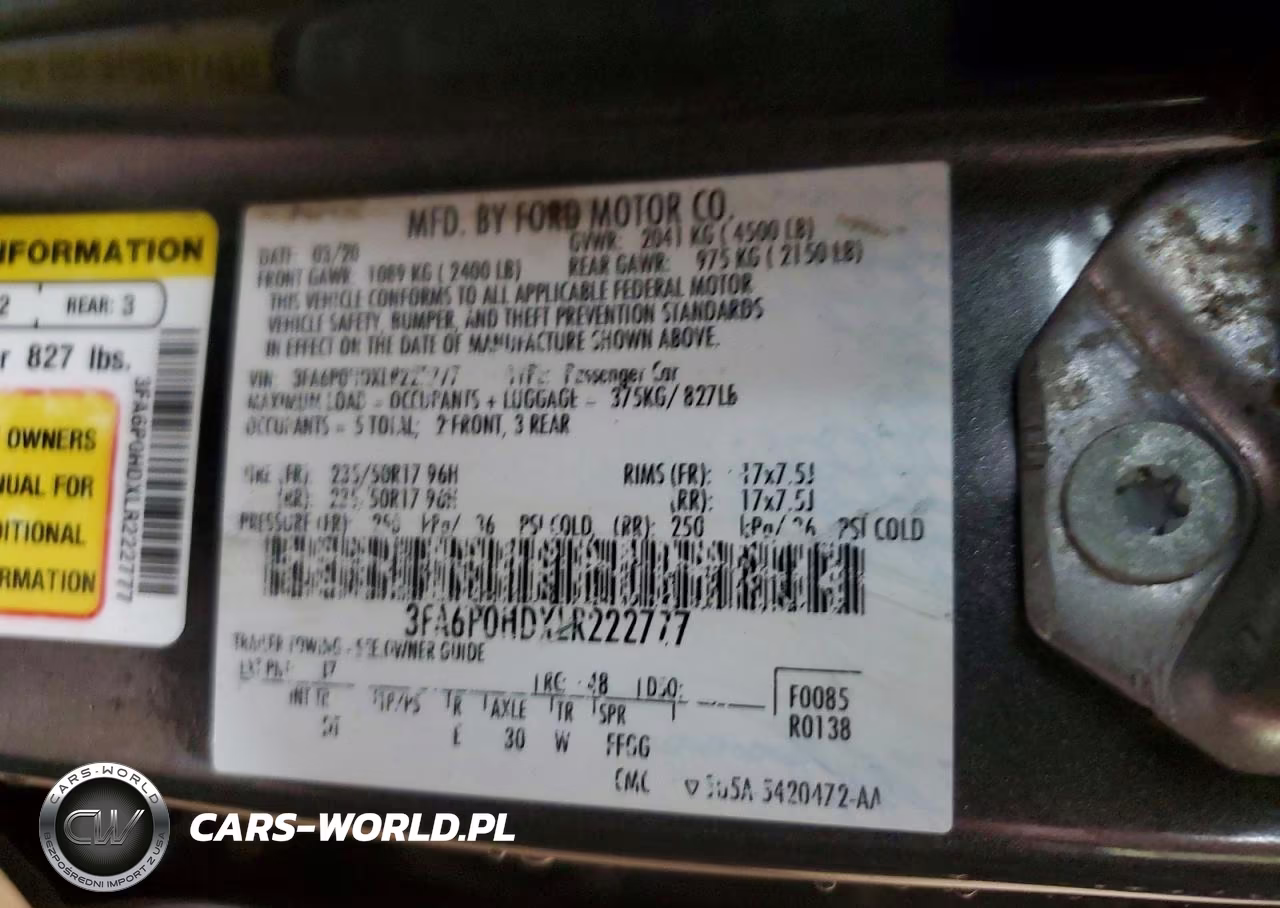 2020 Ford Fusion Se VIN:3FA6P0HDXLR222777 - 12