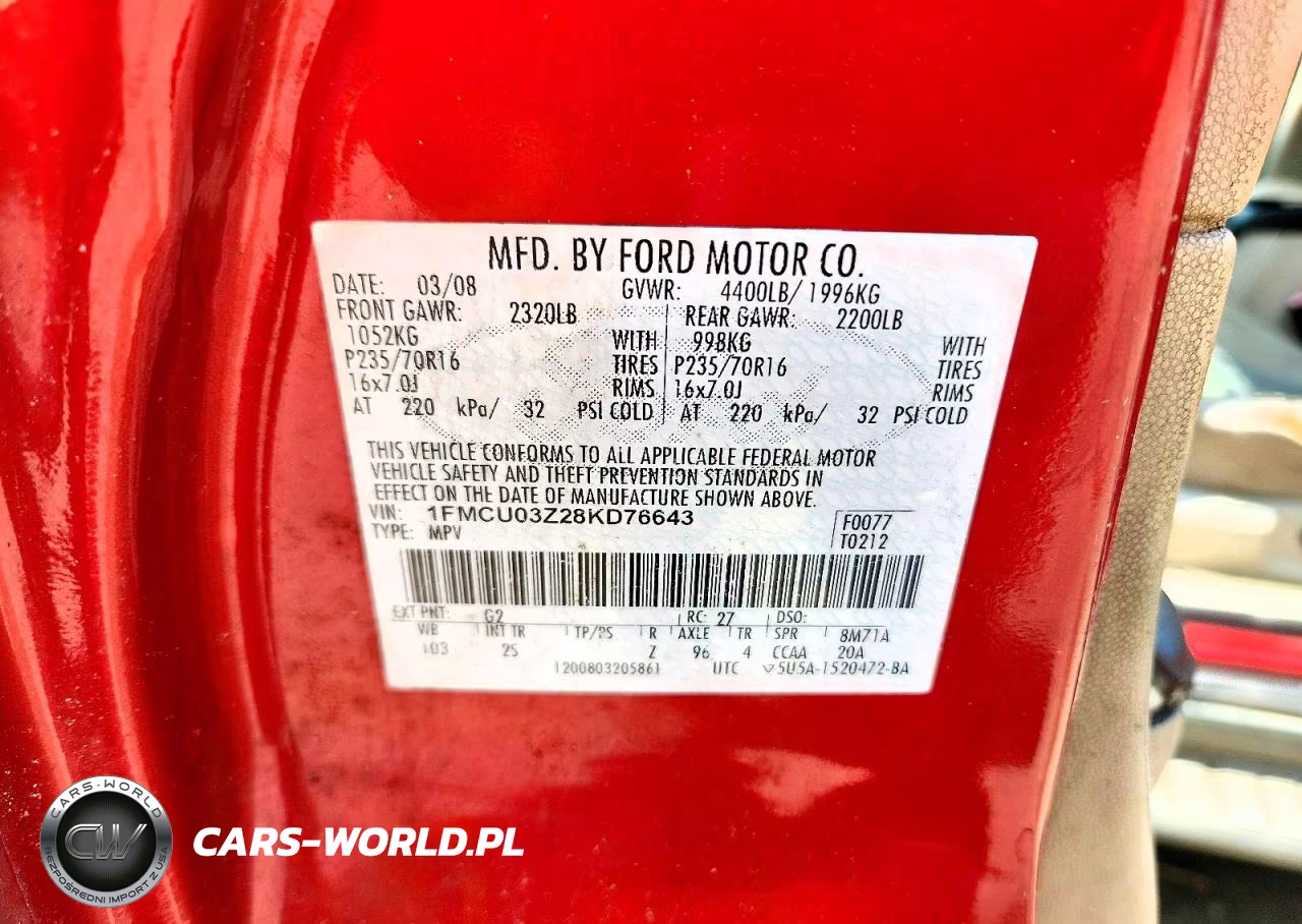 2008 Ford Escape Xlt VIN:1FMCU03Z28KD76643 - 13