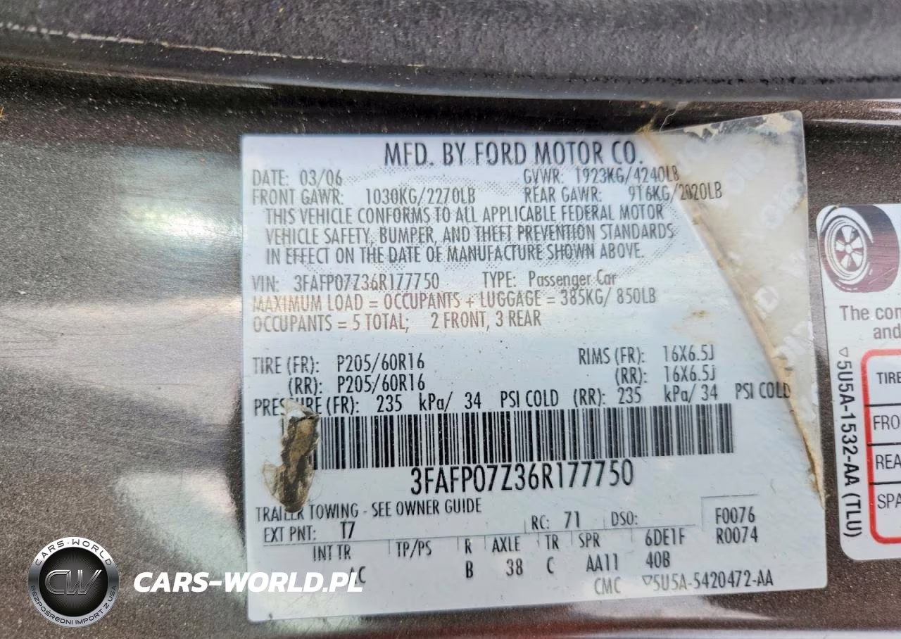 2006 Ford Fusion Se VIN:3FAFP07Z36R177750 - 12