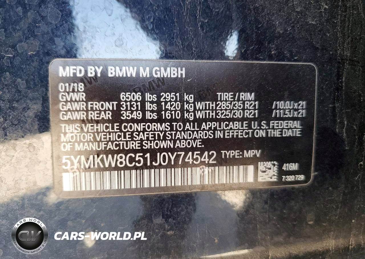 2018 BMW X6 X6 M VIN:5YMKW8C51J0Y74542 - 13