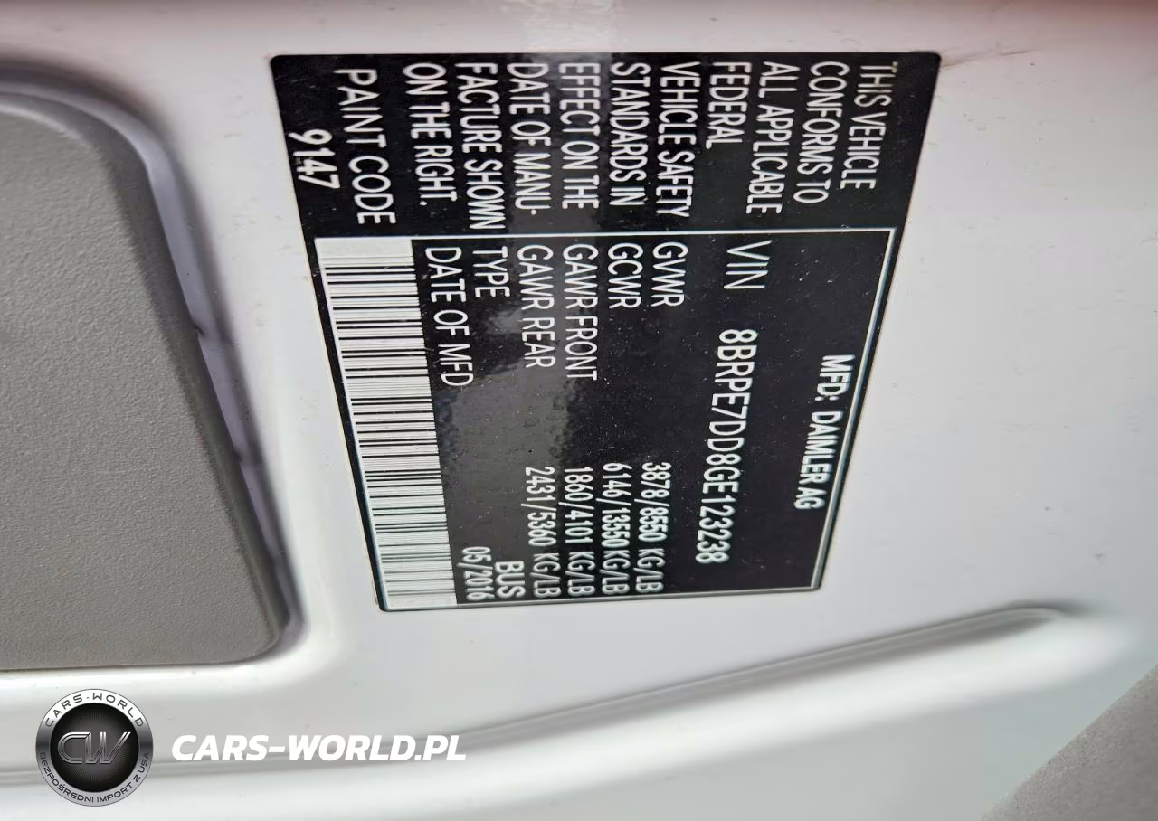 2016 Mercedes-Benz Sprinter 2500 VIN:8BRPE7DD8GE123238 - 14