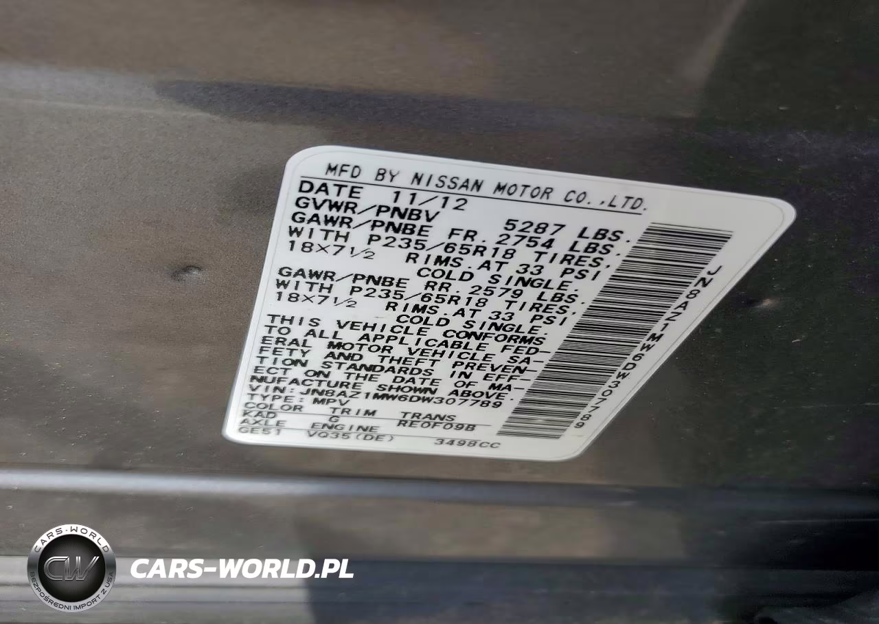 2013 Nissan Murano S VIN:JN8AZ1MW6DW307789 - 13