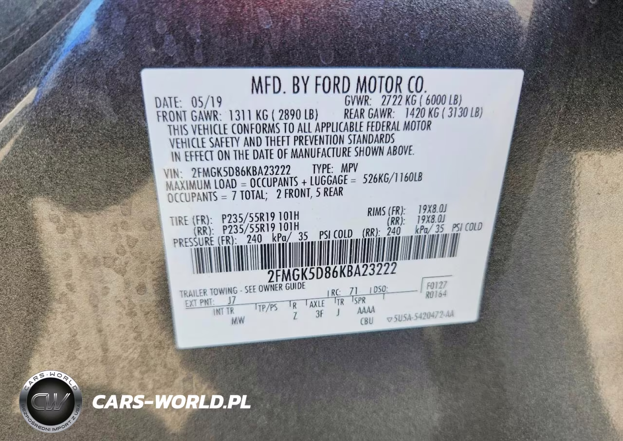 2019 Ford Flex Limited VIN:2FMGK5D86KBA23222 - 14