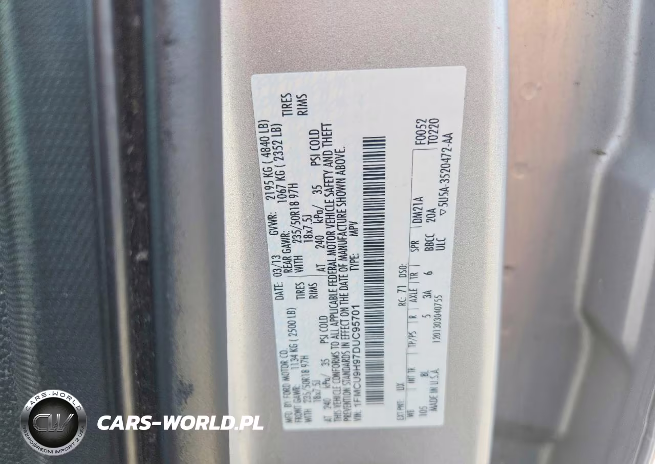 2013 Ford Escape Sel VIN:1FMCU9H97DUC95701 - 12
