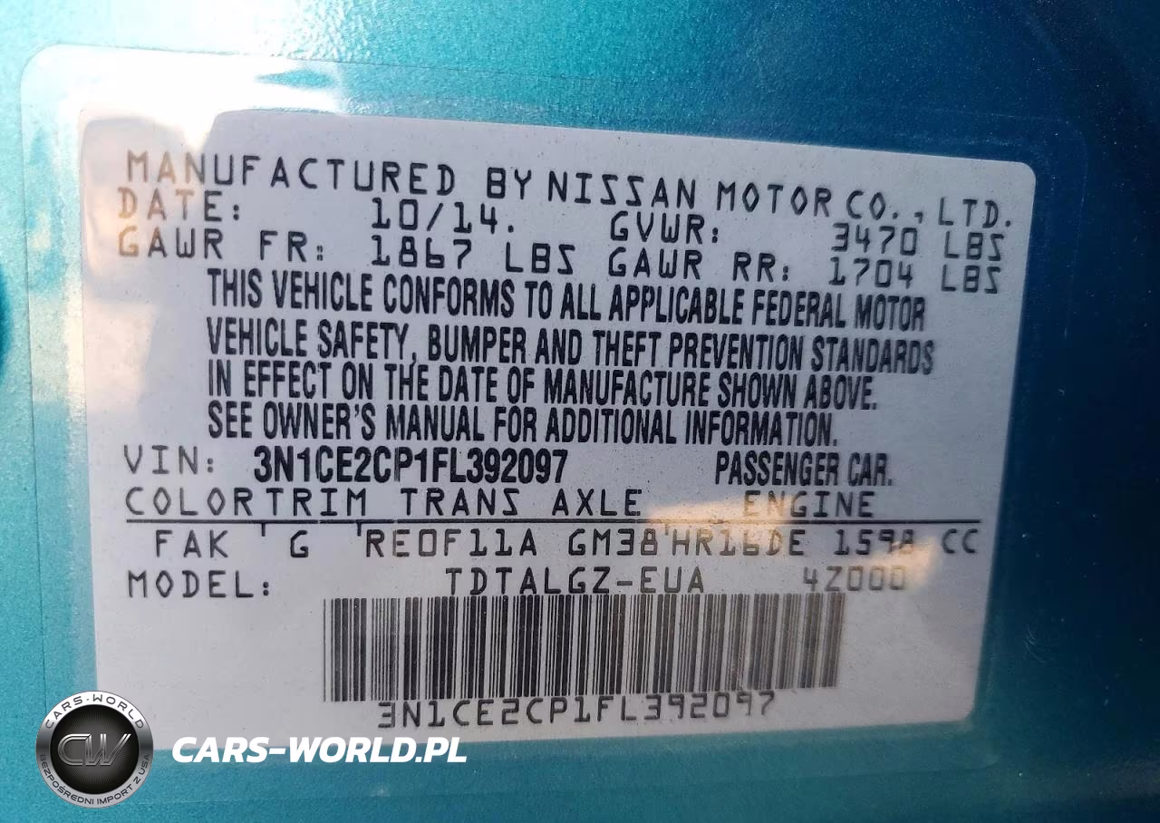2015 Nissan Versa Note Sr VIN:3N1CE2CP1FL392097 - 13