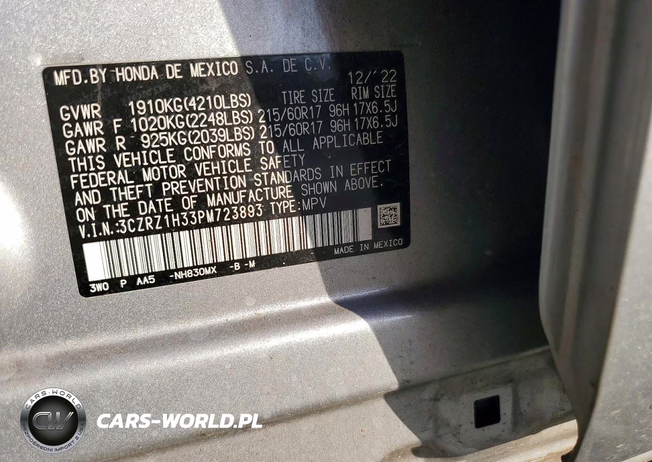2023 Honda Hr-V Lx VIN:3CZRZ1H33PM723893 - 13