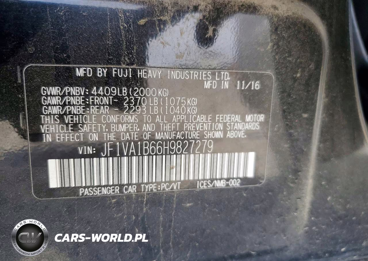 2017 Subaru Wrx VIN:JF1VA1B66H9827279 - 13