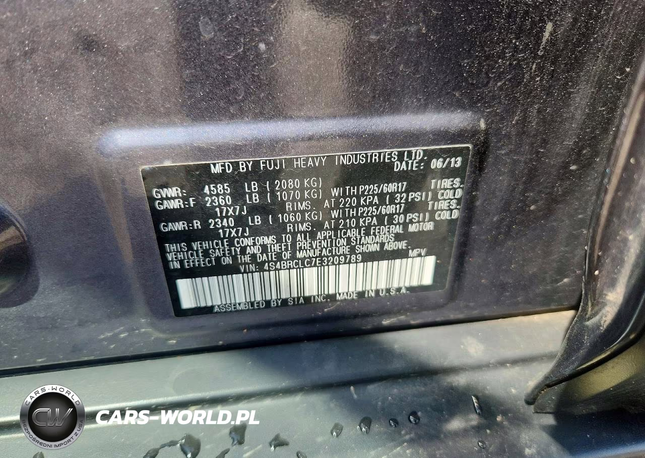 2014 Subaru Outback 2.5I Limited VIN:4S4BRCLC7E3209789 - 13