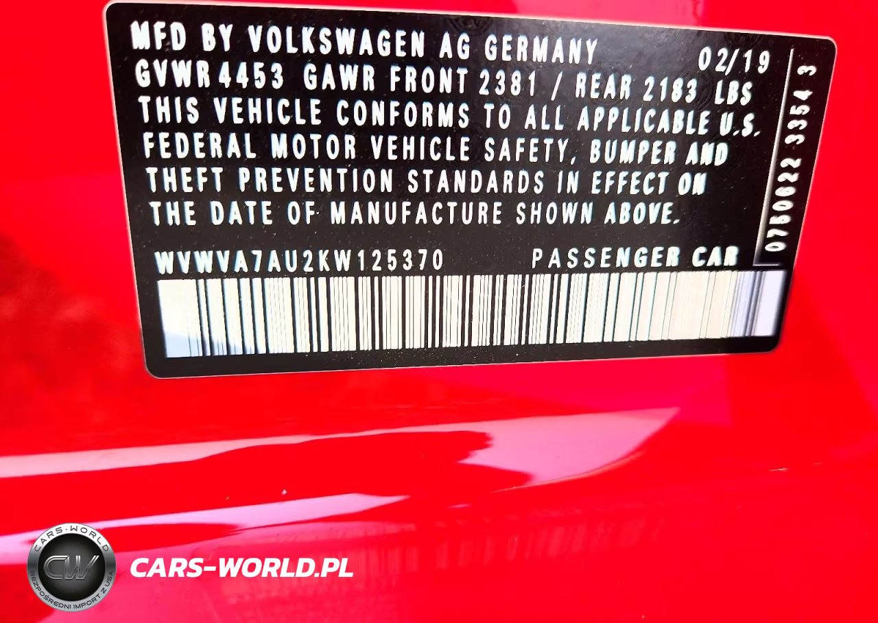 2019 Volkswagen Golf R VIN:WVWVA7AU2KW125370 - 13
