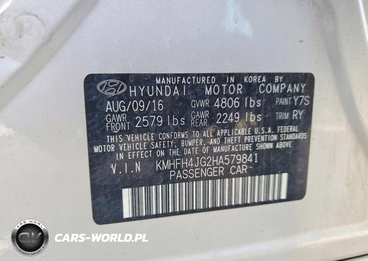 2017 Hyundai Azera Limited VIN:KMHFH4JG2HA579841 - 12