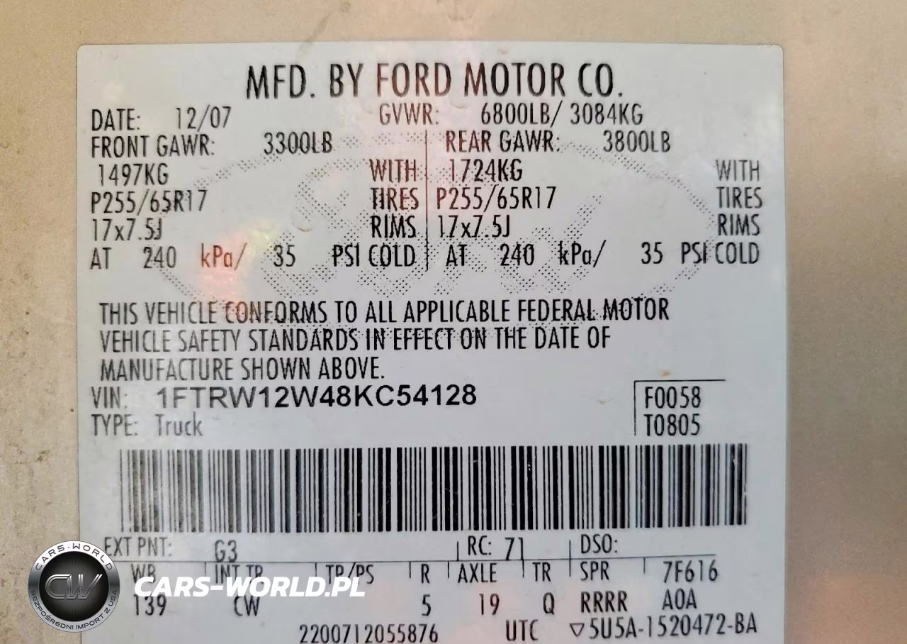 2008 Ford F150 Supercrew VIN:1FTRW12W48KC54128 - 12