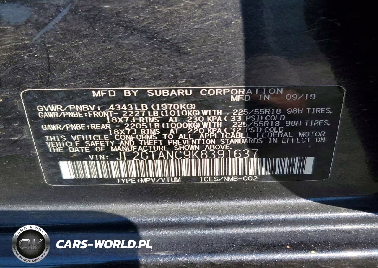 2019 Subaru Crosstrek Limited VIN:JF2GTANC9K8391637 - 14