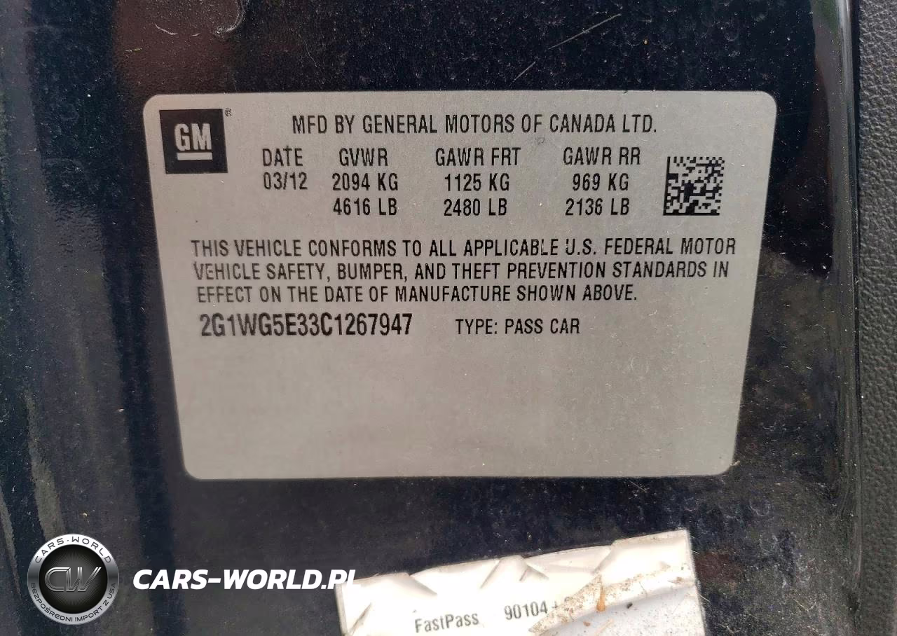 2012 Chevrolet Impala Lt VIN:2G1WG5E33C1267947 - 12