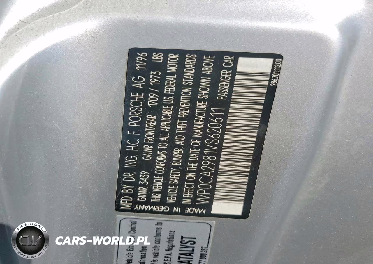 1997 Porsche Boxster VIN:WP0CA2981VS620611 - 12