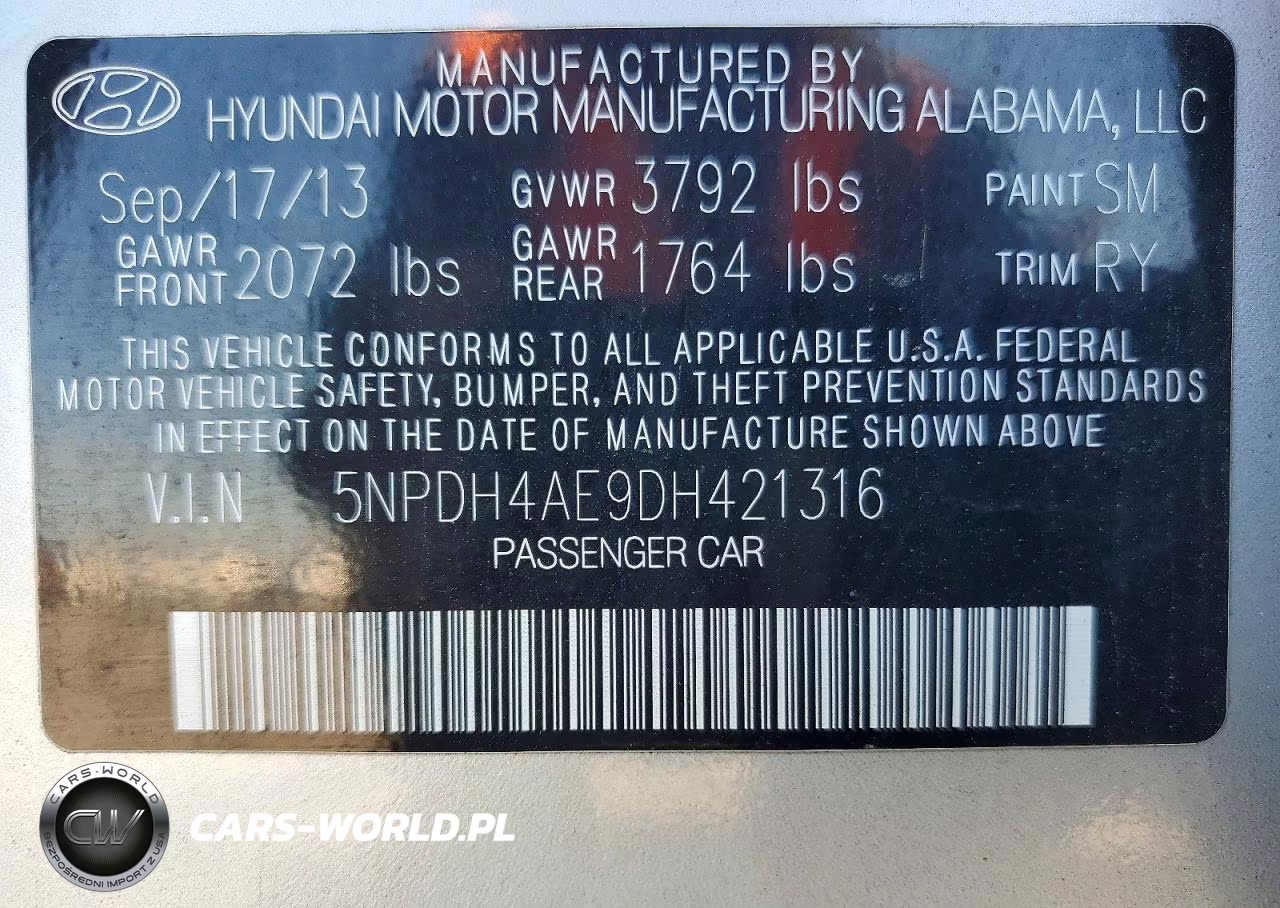 2013 Hyundai Elantra Limited VIN:5NPDH4AE9DH421316 - 12