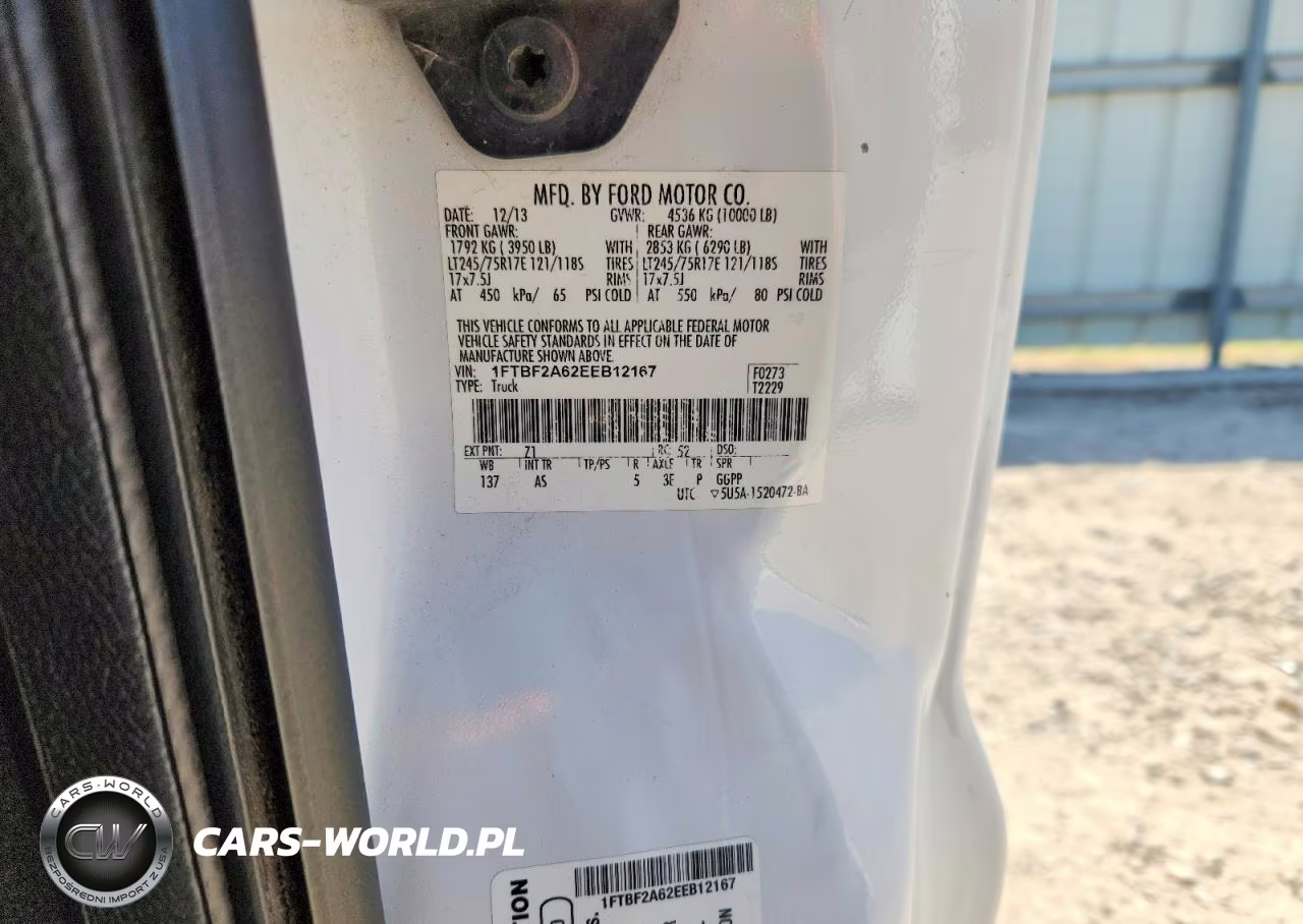 2014 Ford F250 Super Duty VIN:1FTBF2A62EEB12167 - 12