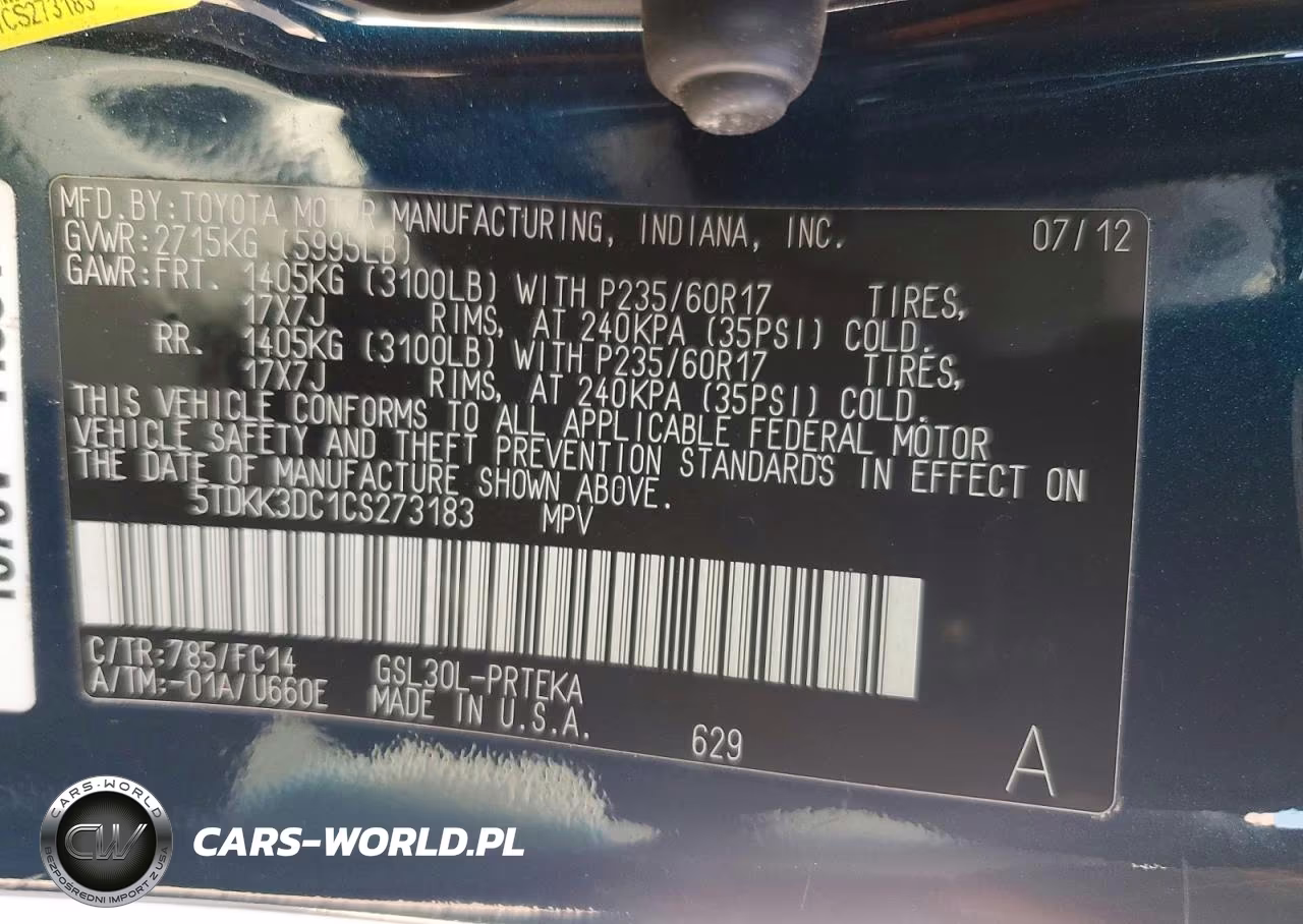 2012 Toyota Sienna Le VIN:5TDKK3DC1CS273183 - 13