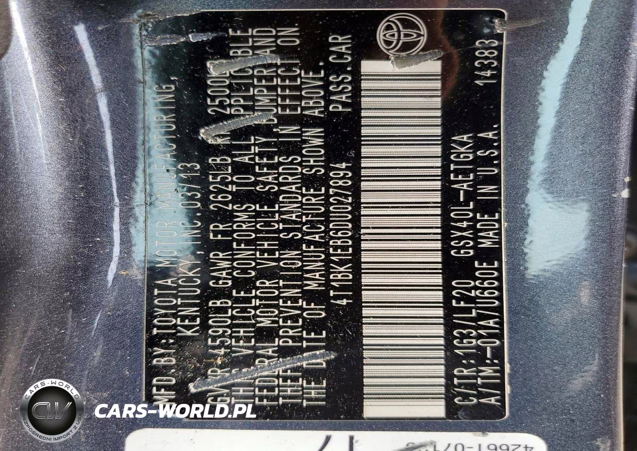 2013 Toyota Avalon Xle Premium VIN:4T1BK1EB6DU027894 - 12
