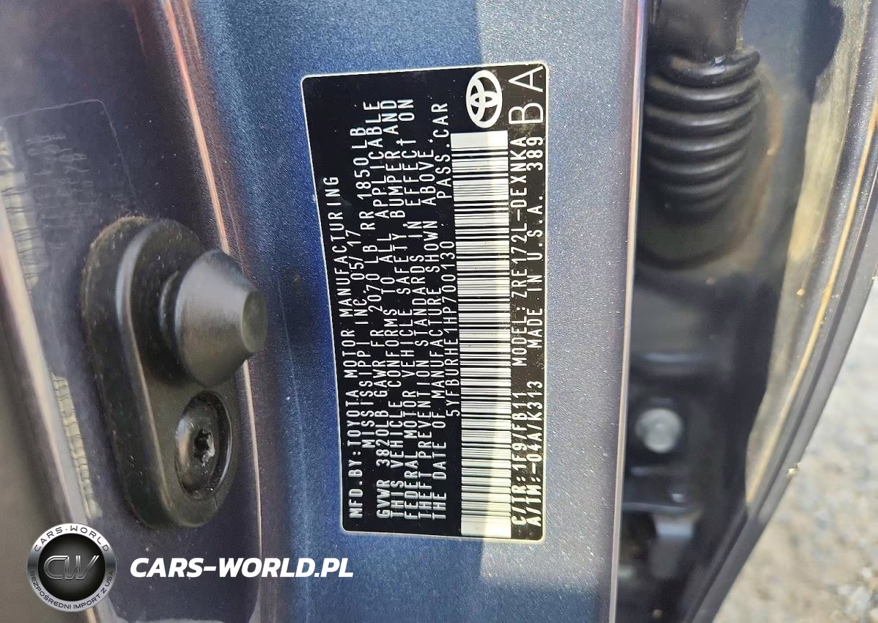 2017 Toyota Corolla Le VIN:5YFBURHE1HP700130 - 12