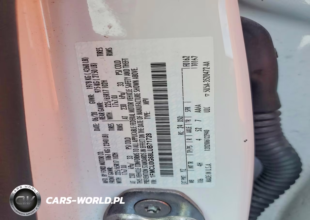 2020 Ford Escape Se VIN:1FMCU0G68LUB71728 - 12