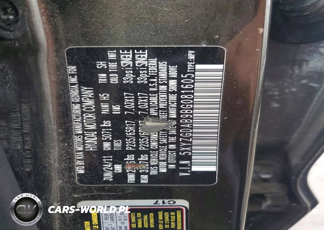 2011 Hyundai Santa Fe Gls VIN:5XYZGDAB9BG081605 - 13