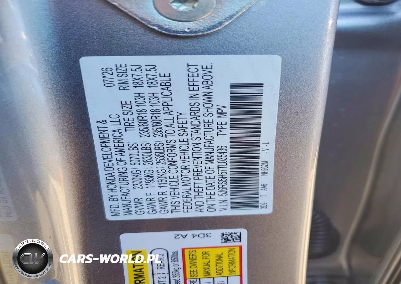 2026 Honda Cr-V Sport VIN:5J6RS5H57TL035436 - 13