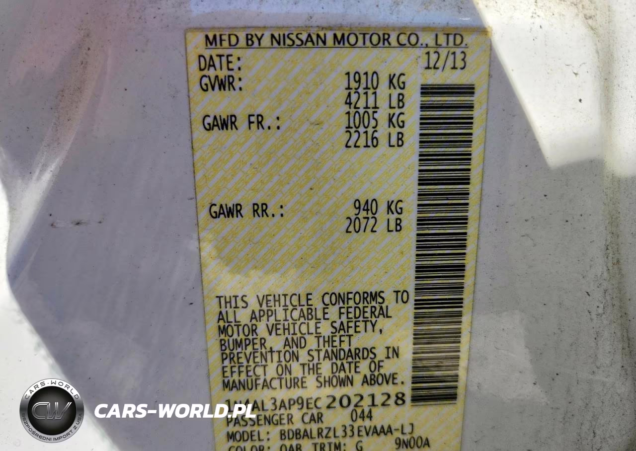 2014 Nissan Altima 2.5 S VIN:1N4AL3AP9EC202128 - 12