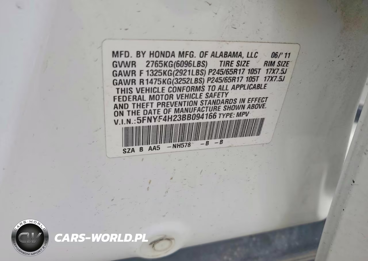 2011 Honda Pilot Lx VIN:5FNYF4H23BB094166 - 13