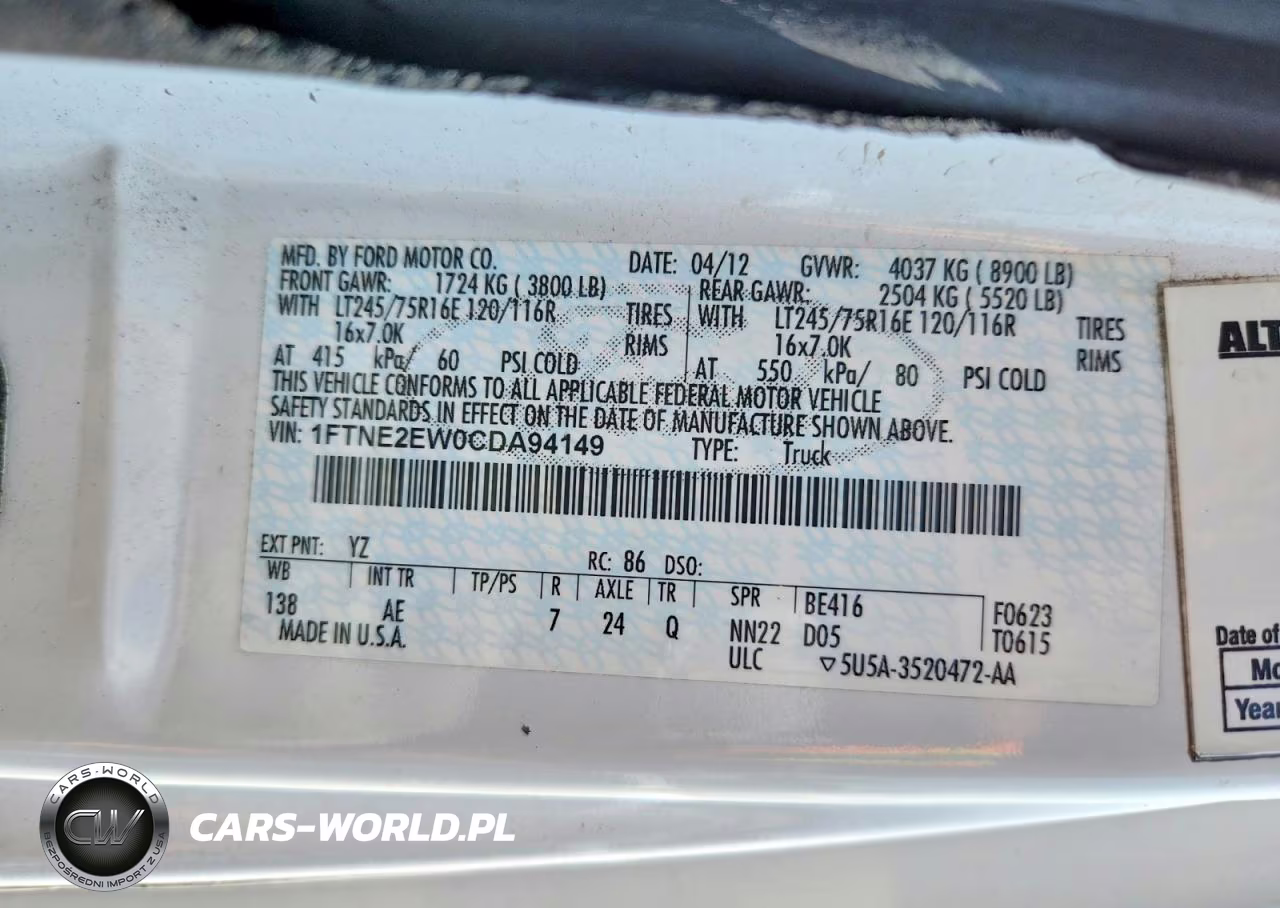 2012 Ford Econoline E250 Van VIN:1FTNE2EW0CDA94149 - 13