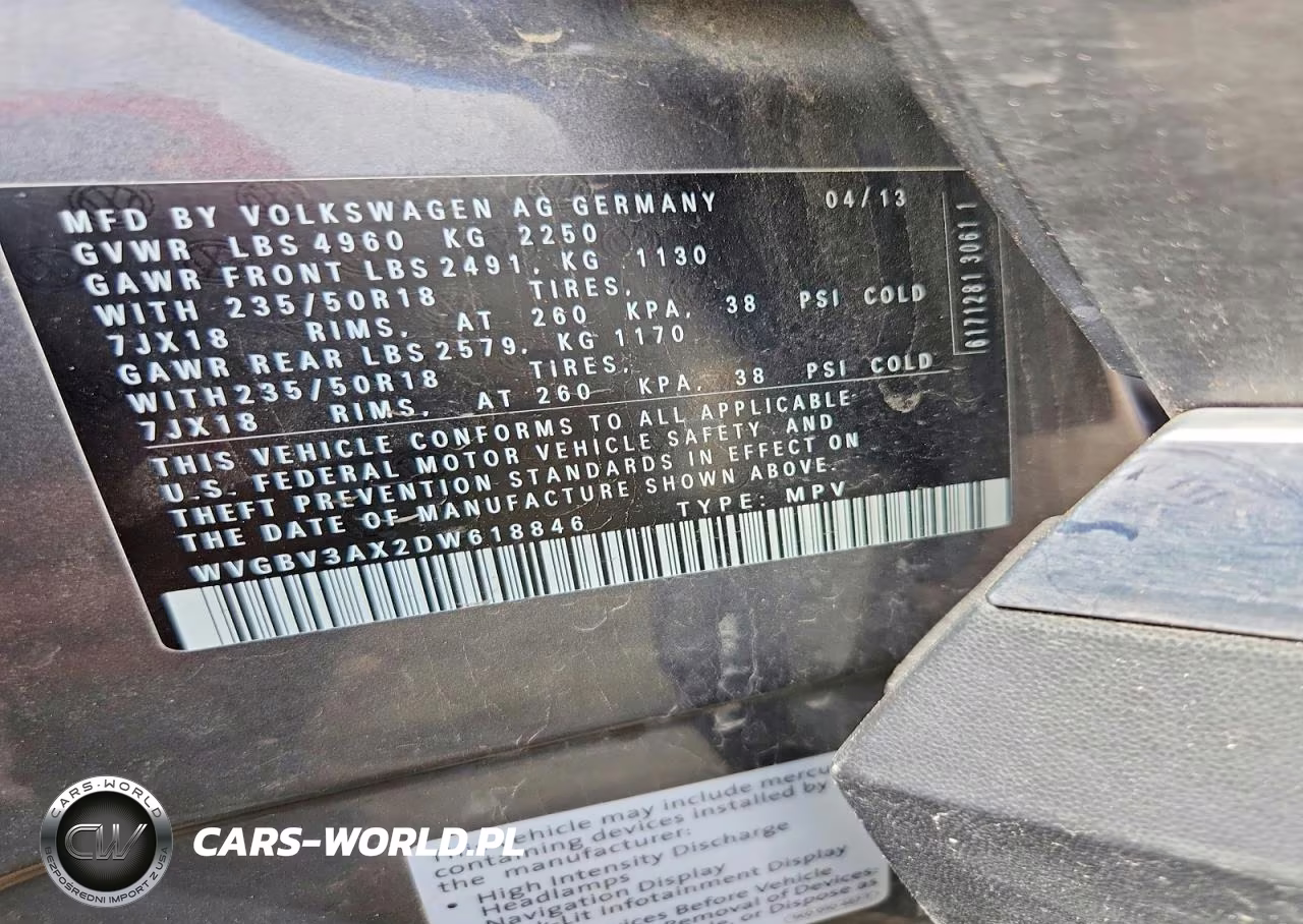2013 Volkswagen Tiguan S VIN:WVGBV3AX2DW618846 - 12