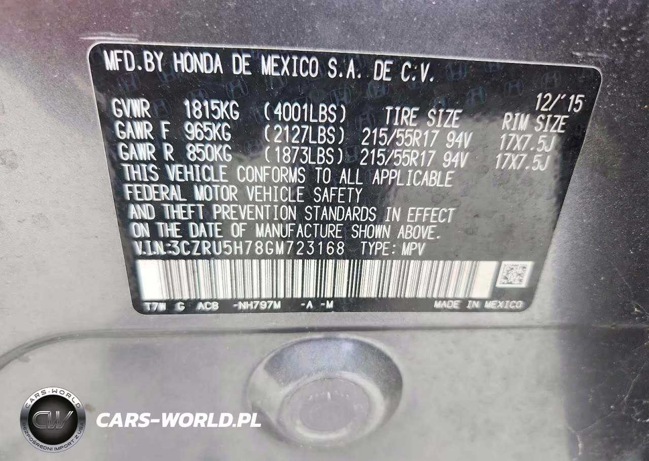 2016 Honda Hr-V Exl VIN:3CZRU5H78GM723168 - 13