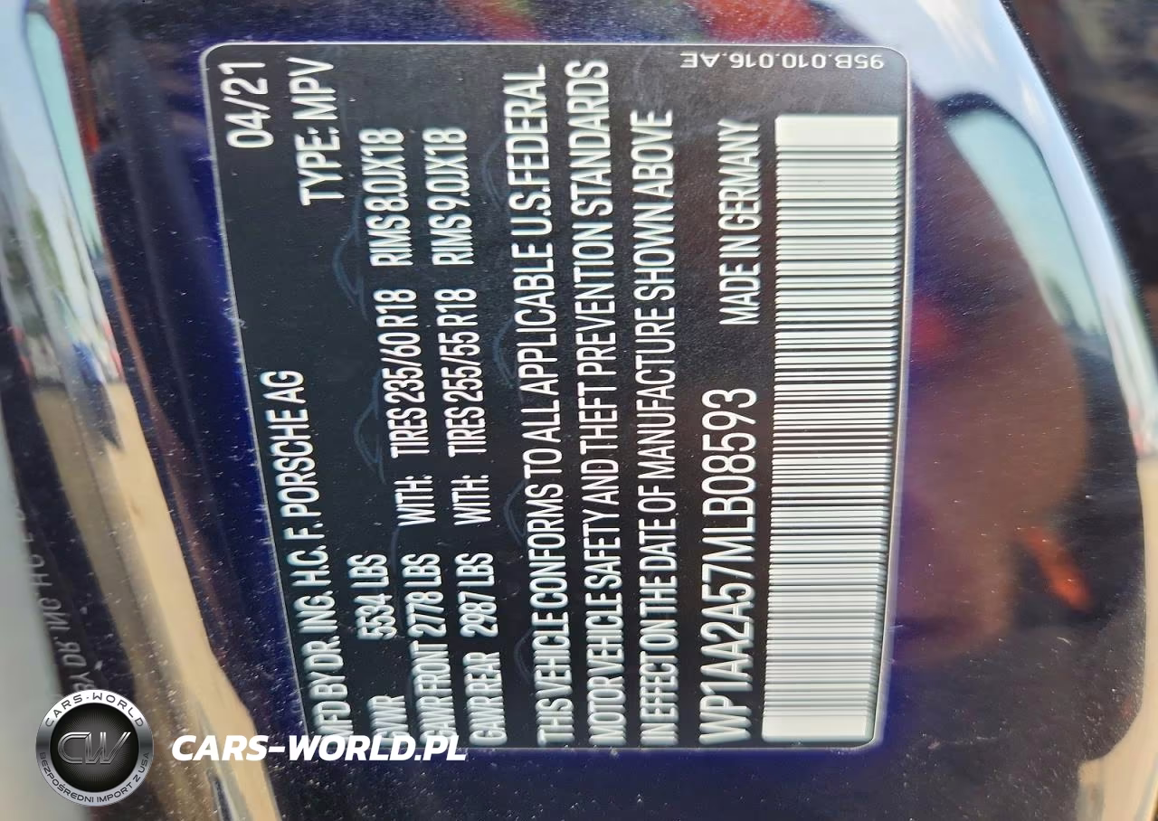 2021 Porsche Macan VIN:WP1AA2A57MLB08593 - 13
