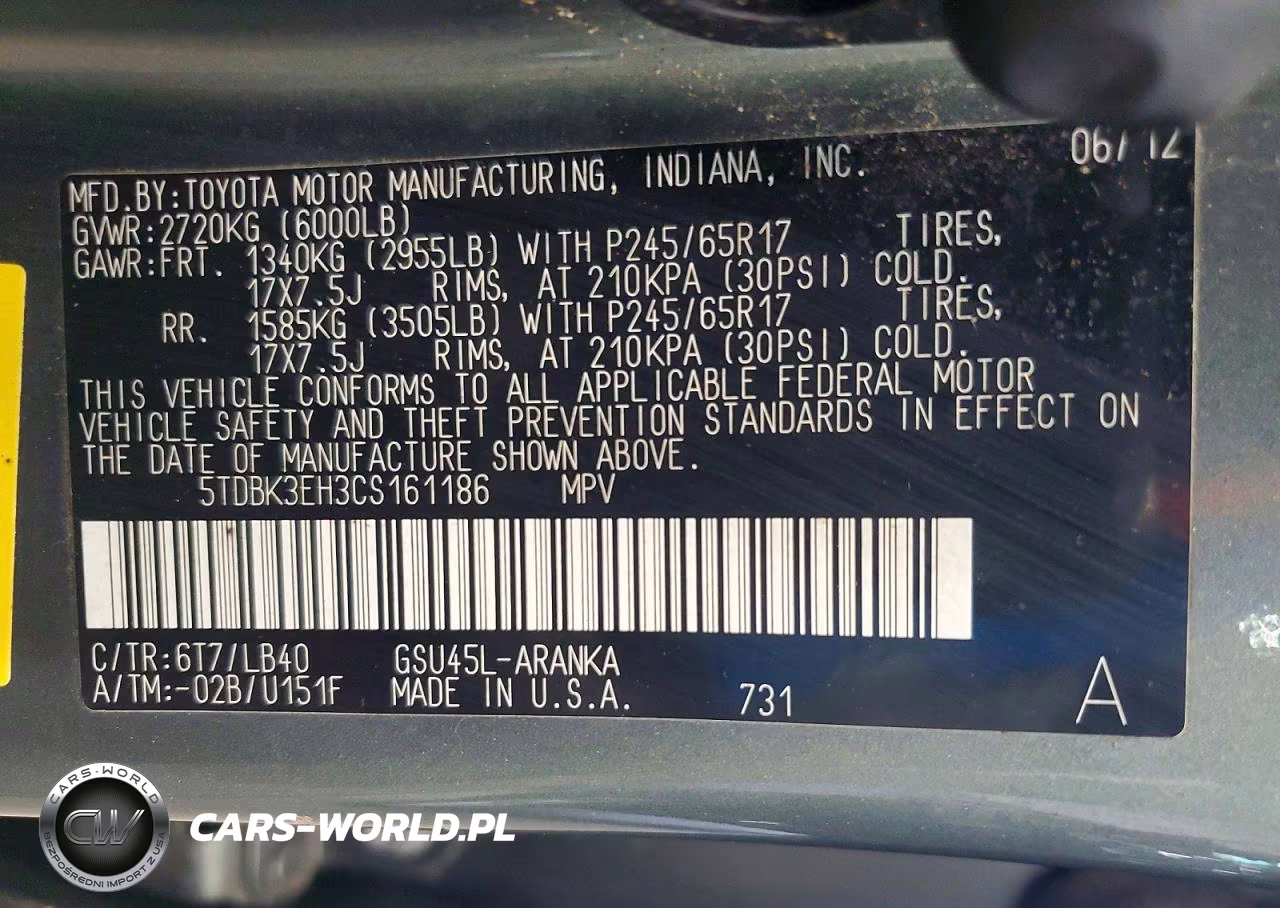 2012 Toyota Highlander Se VIN:5TDBK3EH3CS161186 - 13