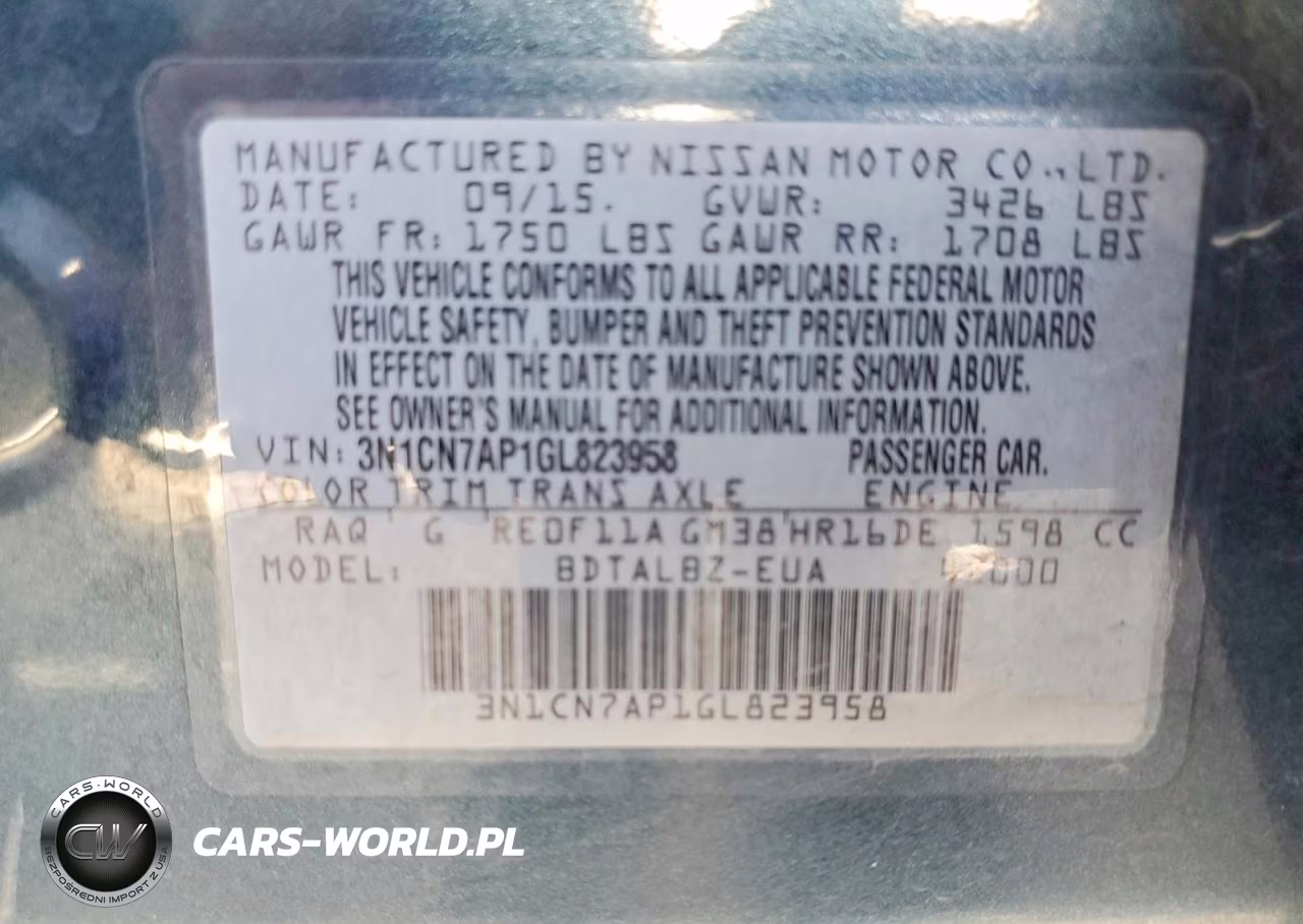 2016 Nissan Versa 1.6 Sv VIN:3N1CN7AP1GL823958 - 12