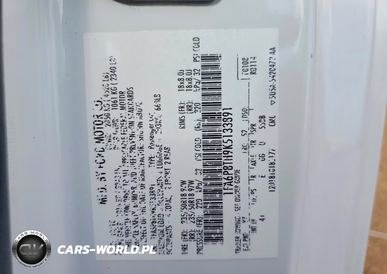 2019 Ford Mustang VIN:1FA6P8TH9K5133891 - 12