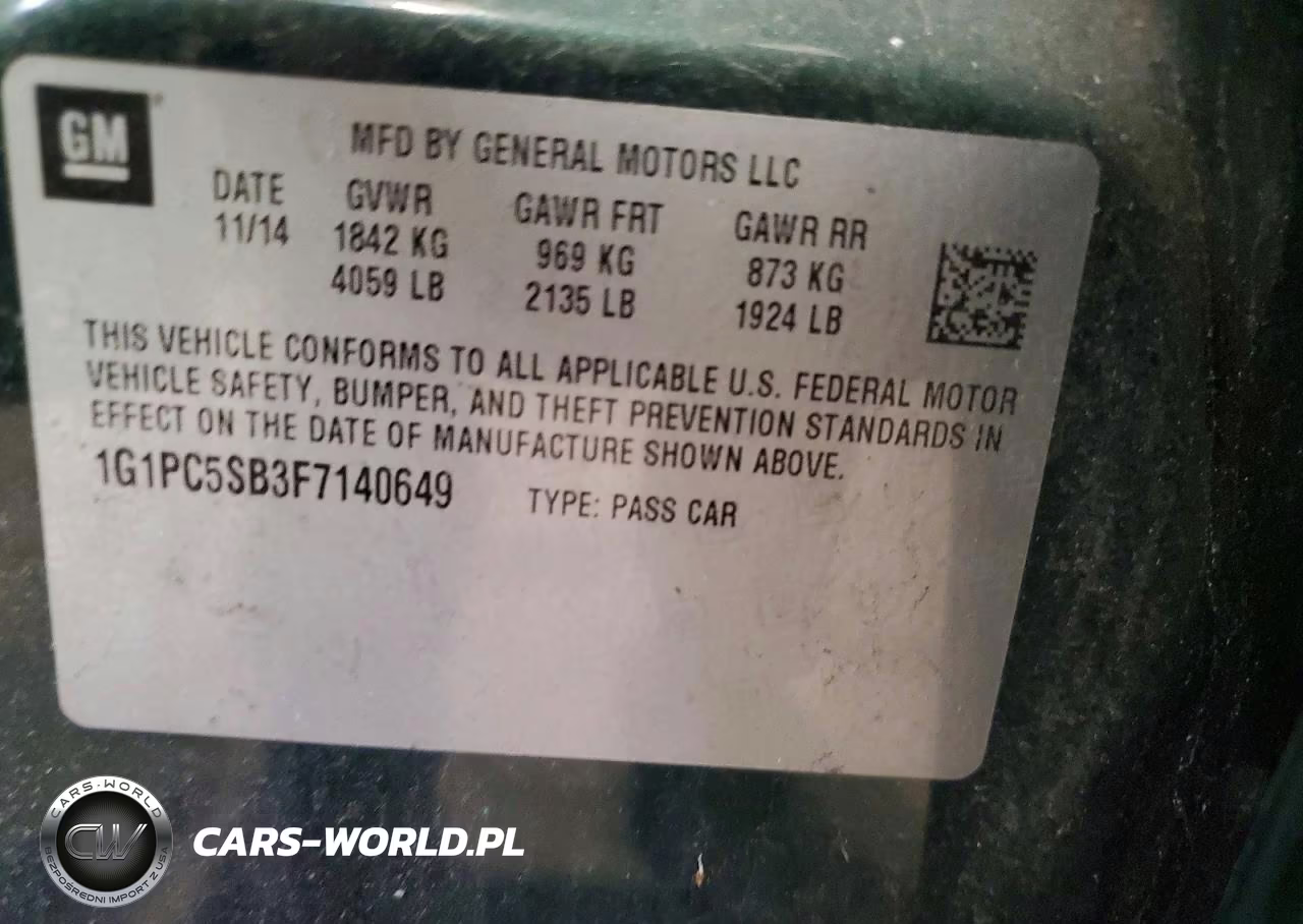 2015 Chevrolet Cruze Lt VIN:1G1PC5SB3F7140649 - 12